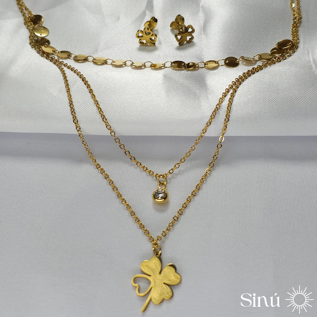 CONJUNTO TRÉBOL DORADO (CJ023)