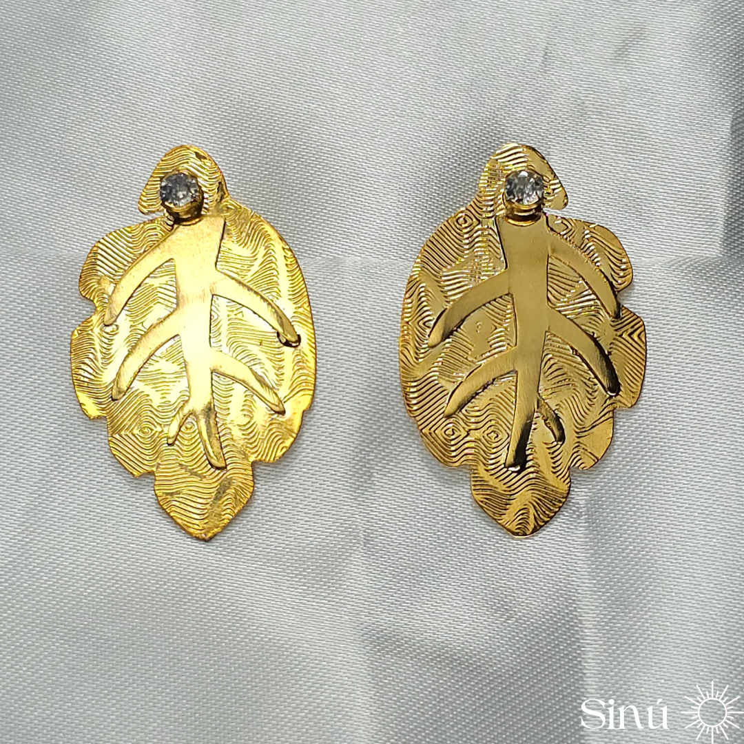 ARETES HOJAS DIAMANTES (AR036)