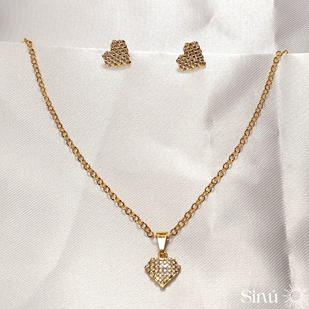 CONJUNTO CORAZON DIAMANTES (CJ018)