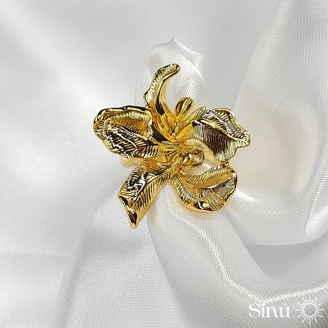 ANILLO ORQUÍDEA DORADA (AN019)