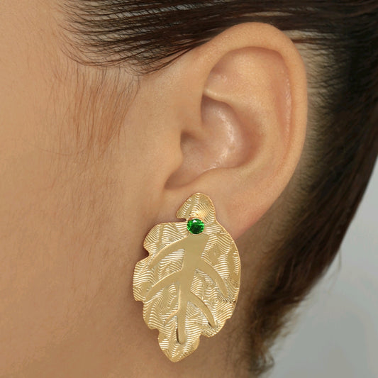 ARETES HOJAS DIAMANTES (AR036)